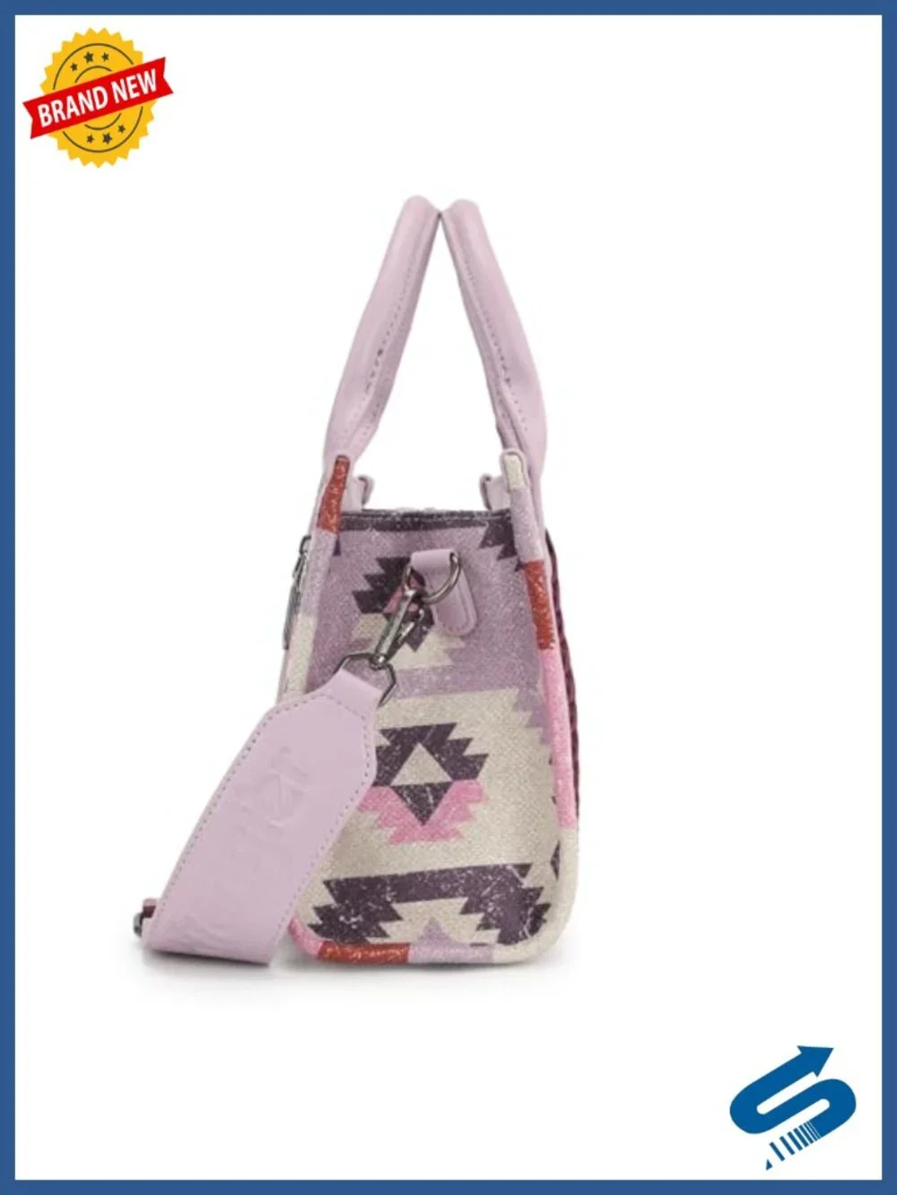 Aztec Western Tote Bag with Detachable Strap | Satchel Crossbody | Boho Canvas